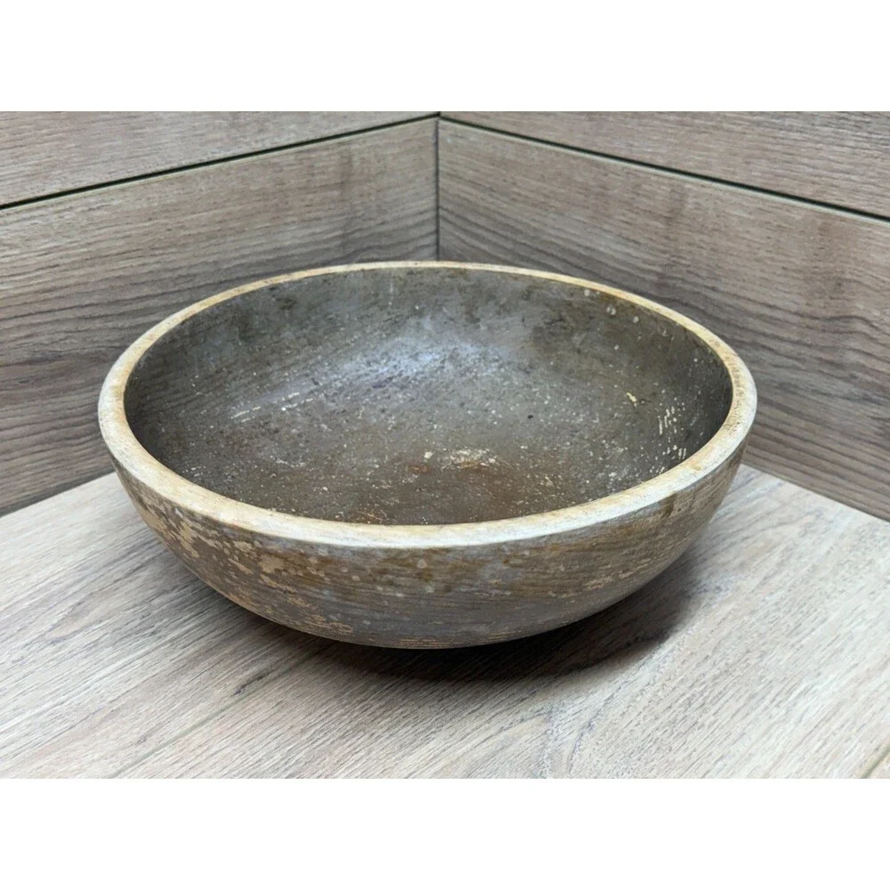 Antique Hand Turned Wood Pine Dough Bowl Primitive w/ Natural Patina